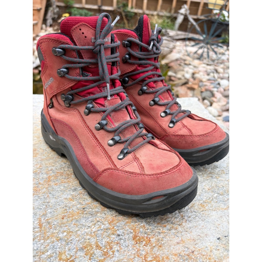 Lowa Renegade GTX Mid Ws Hiking Boots Red Gore-Tex Vibram Womens 10 320945 - Picture 5 of 10